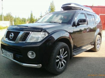 11 699 р. Защита переднего бампера Slitkoff (Ø76) Nissan Pathfinder R51 рестайлинг (2009-2014) (Нержавейка, Полированная)  с доставкой в г. Тамбов. Увеличить фотографию 4