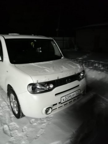 1 899 р. Дефлектор капота CA-Plastiс  Nissan Cube  3 (2008-2024) (Classic прозрачный, Без надписи)  с доставкой в г. Тамбов. Увеличить фотографию 2