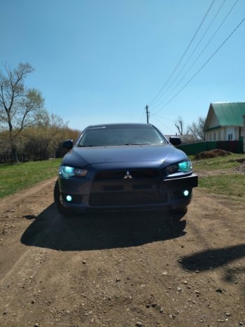 579 р. Реснички на фары Style Mitsubishi Lancer 10 седан дорестайлинг (2007-2010) (Неокрашенные)  с доставкой в г. Тамбов. Увеличить фотографию 3