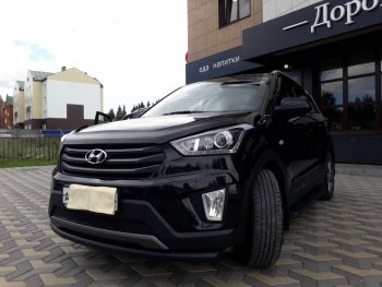 6 999 р. Защита переднего бампера Slitkoff (d57, черная) Hyundai Creta GS дорестайлинг (2015-2019) (Цвет: серебристый)  с доставкой в г. Тамбов. Увеличить фотографию 5