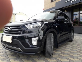 6 999 р. Защита переднего бампера Slitkoff (d57, черная) Hyundai Creta GS дорестайлинг (2015-2019) (Цвет: серебристый)  с доставкой в г. Тамбов. Увеличить фотографию 6