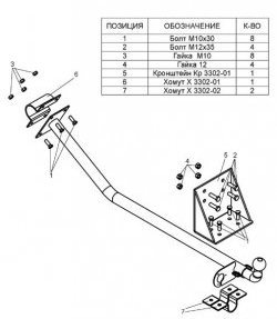 3 499 р. Фаркоп Лидер Плюс ГАЗ ГАЗель 3302 дорестайлинг шасси (1994-2002) (Без электропакета)  с доставкой в г. Тамбов. Увеличить фотографию 2