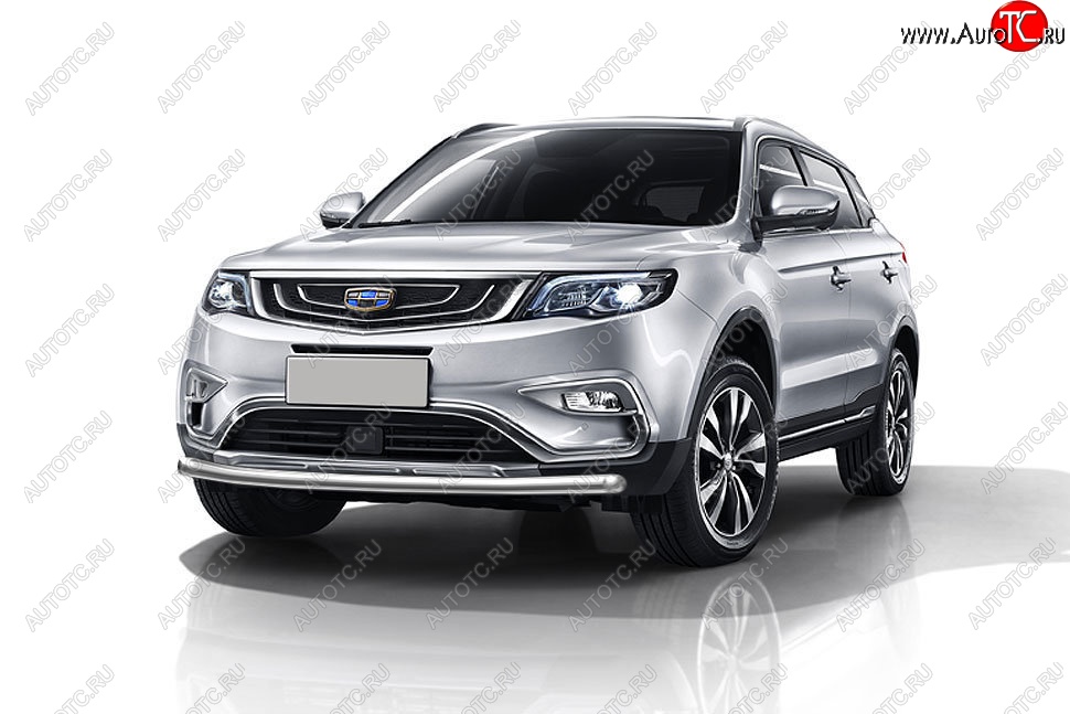 11 599 р. Защита переднего бампера Slitkoff (d57 мм)  Geely Atlas  NL3 (2016-2022) (Нержавейка, Полированная)  с доставкой в г. Тамбов