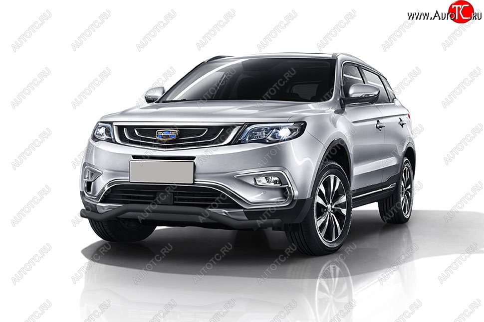 8 399 р. Защита переднего бампера Slitkoff (волна, d57 мм) Geely Atlas NL3 (2016-2022) (Сталь с полимерным покрытием. Цвет: чёрный)  с доставкой в г. Тамбов