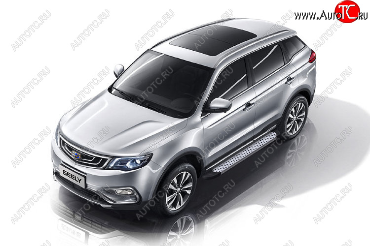 24 999 р. Пороги алюминиевые Slitkoff Geely Atlas NL3 (2016-2022) (Standart Silver)  с доставкой в г. Тамбов