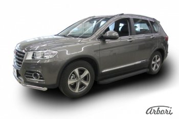 11 609 р. Порожки для ног Arbori Optima Black Haval H6 (2013-2020)  с доставкой в г. Тамбов. Увеличить фотографию 1