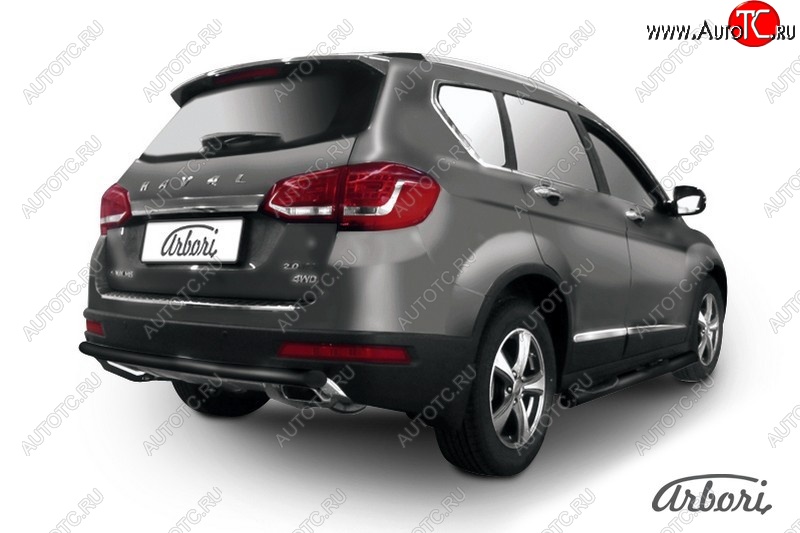 7 019 р. Защита заднего бампера Arbori (черная, 1 труба d57 mm). Haval H6 (2013-2020)  с доставкой в г. Тамбов