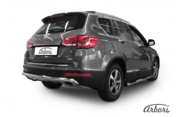 Защита заднего бампера Arbori (нержавейка, 1 труба d57 mm). Haval H6 (2013-2020)