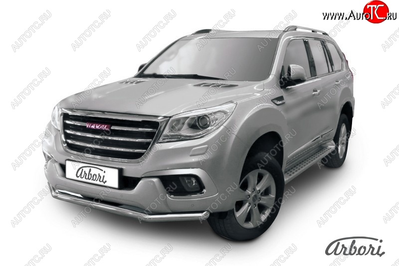 17 399 р. Защита переднего бампера Arbori (нержавейка, 1 труба d57 mm) Haval H9 дорестайлинг (2015-2017)  с доставкой в г. Тамбов