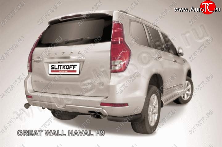 5 349 р. Защита заднего бампера из уголков d76 Slitkoff Haval H9 дорестайлинг (2015-2017) (Цвет: серебристый)  с доставкой в г. Тамбов