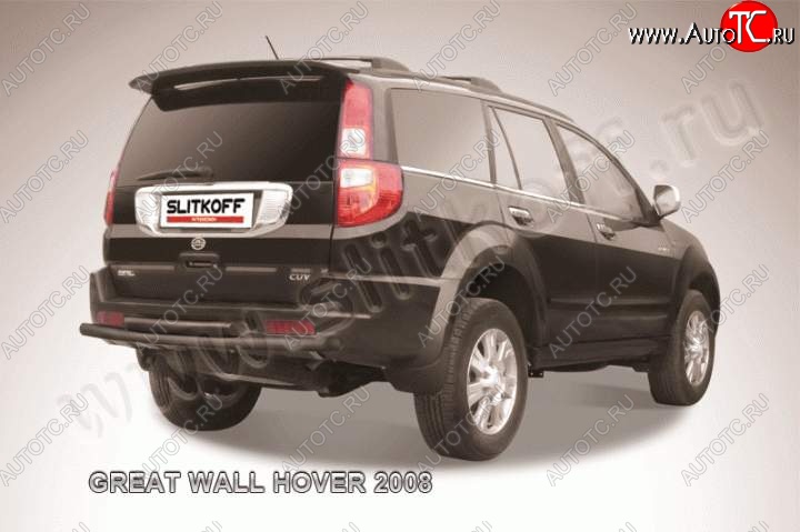 6 599 р. Защита заднего бампера Slitkoff (труба d57/d57)  Great Wall Hover (2010-2014)  1-ый рестайлинг (Цвет: серебристый)  с доставкой в г. Тамбов