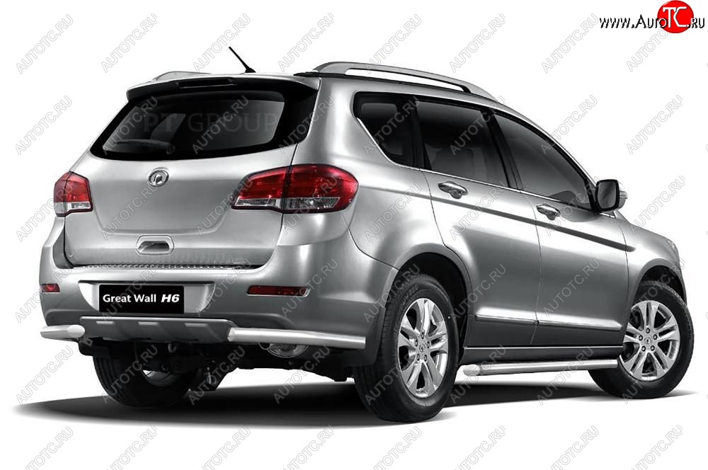 10 649 р. Защита заднего бампера Petroil Tuning (уголки, d63) Great Wall Hover H6 (2012-2016) (Нержавейка)  с доставкой в г. Тамбов