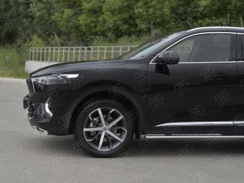 12 299 р. Защита переднего бампера (Ø42 мм, нержавейка, 4WD) SLITKOFF Haval F7x  дорестайлинг (2019-2022) (полированная нержавейка)  с доставкой в г. Тамбов. Увеличить фотографию 4