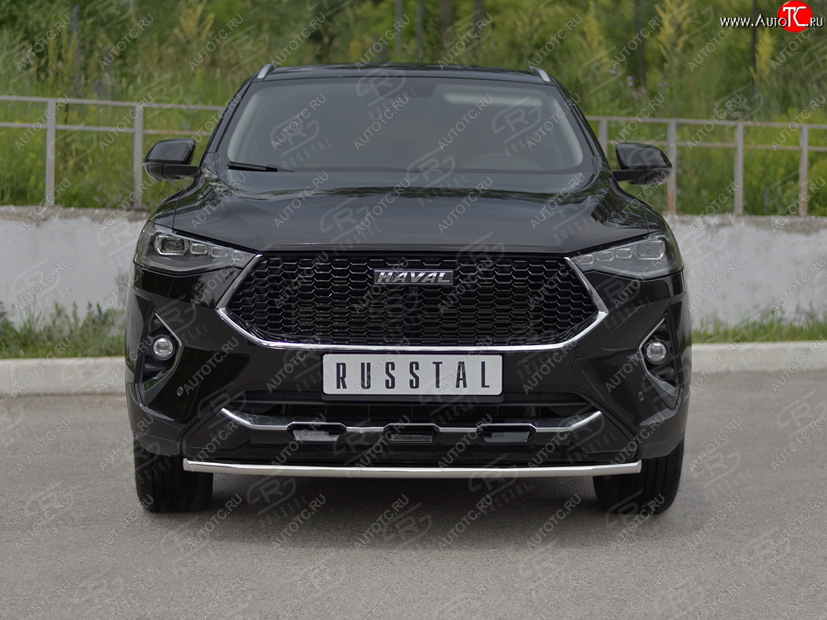 9 849 р. Защита переднего бампера (Ø42 мм, нержавейка, 4WD) SLITKOFF Haval F7x  дорестайлинг (2019-2022)  с доставкой в г. Тамбов