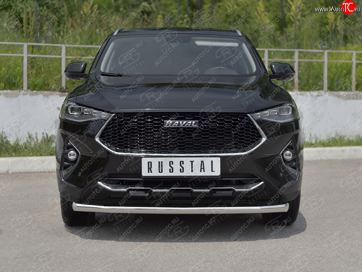 11 799 р. Защита переднего бампера (Ø63 мм секции, нержавейка, 1,5 4WD) SLITKOFF Haval F7x  дорестайлинг (2019-2022)  с доставкой в г. Тамбов