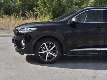 10 849 р. Защита переднего бампера SLITKOFF (Ø63 и 42 мм, окрашенная)  Haval F7x (2019-2022)  дорестайлинг (черный)  с доставкой в г. Тамбов. Увеличить фотографию 3