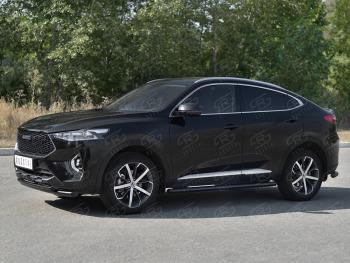 10 849 р. Защита переднего бампера SLITKOFF (Ø63 и 42 мм, окрашенная)  Haval F7x (2019-2022)  дорестайлинг (черный)  с доставкой в г. Тамбов. Увеличить фотографию 4