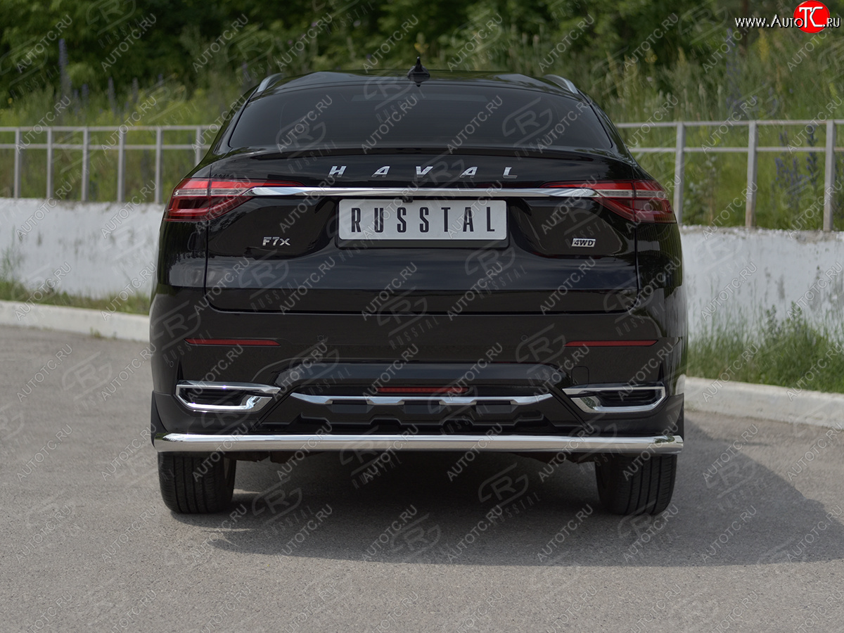 11 199 р. Защита заднего бампера (Ø63 мм, нержавейка) SLITKOFF  Haval F7x (2019-2022)  дорестайлинг  с доставкой в г. Тамбов