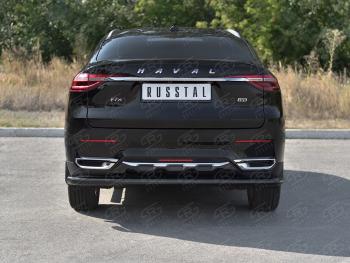 8 299 р. Защита заднего бампера (Ø63 мм, окрашенная) SLITKOFF  Haval F7x (2019-2022)  дорестайлинг (цвет черный муар)  с доставкой в г. Тамбов. Увеличить фотографию 2