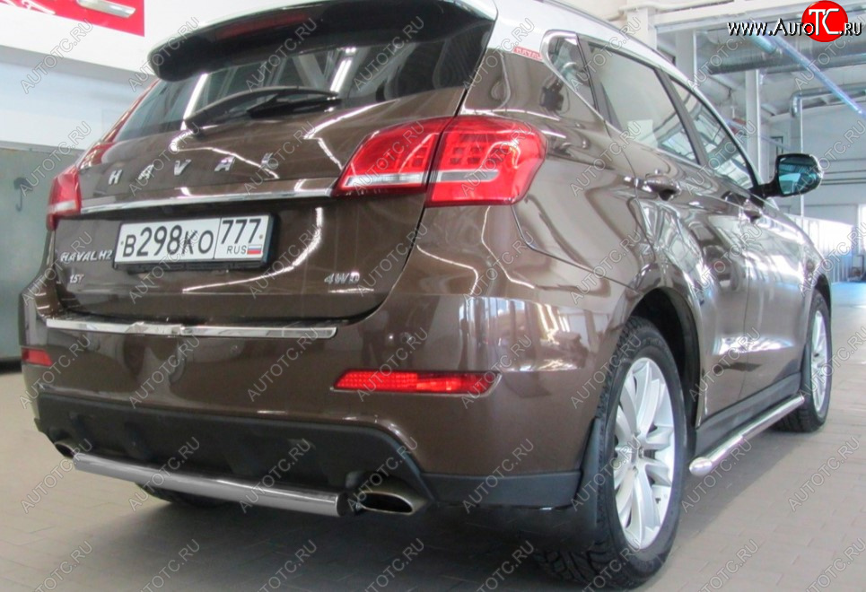 5 249 р. Защита заднего бампера Slitkoff (Ø 57, короткая) Haval H2 (2014-2021) (Сталь с полимерным покрытием. Цвет: серебристый)  с доставкой в г. Тамбов