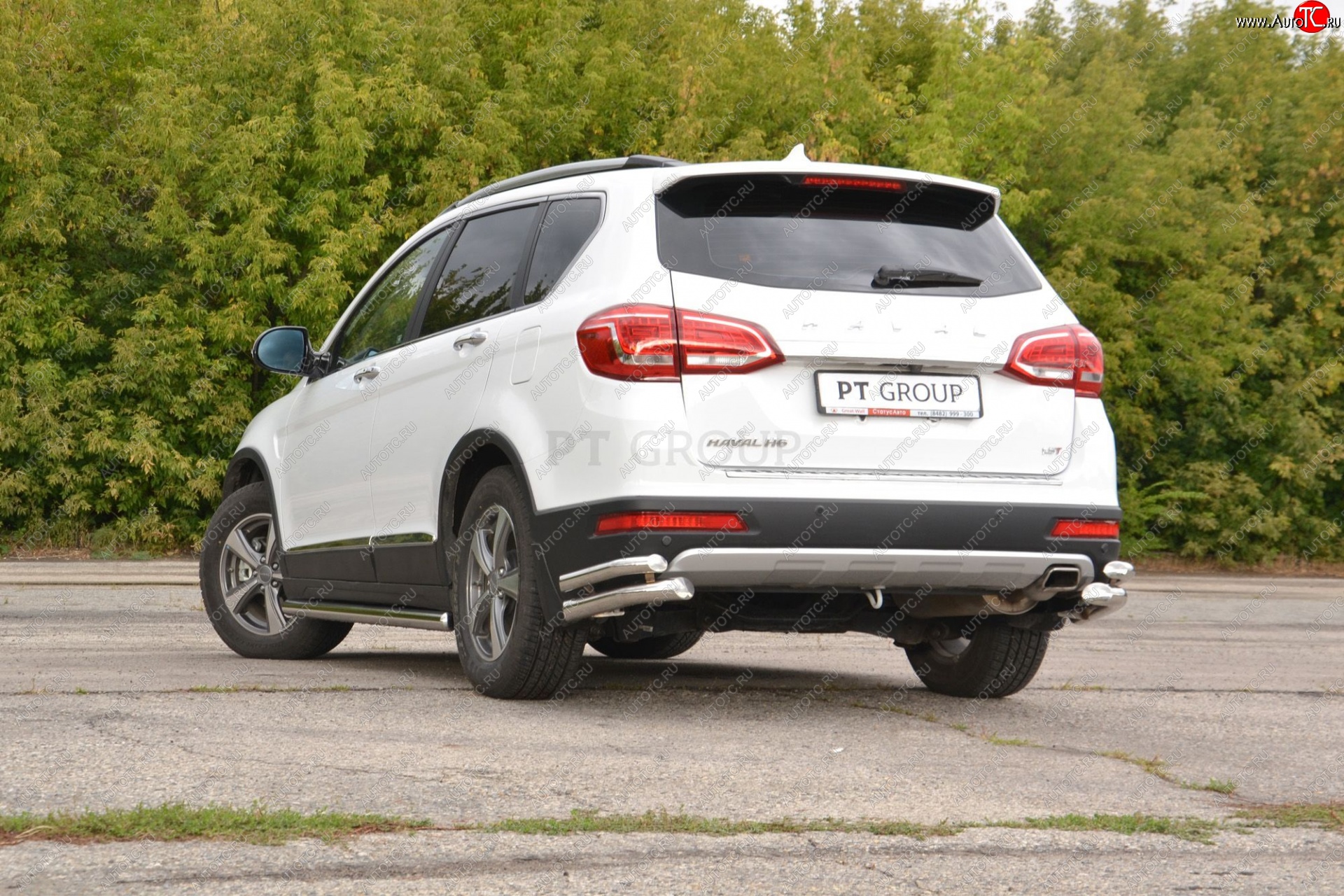 24 949 р. Защита заднего бампера Petroil Tuning (уголки двойные, d63/51) Haval H6 (2013-2020) (Нержавеющая полированная сталь)  с доставкой в г. Тамбов