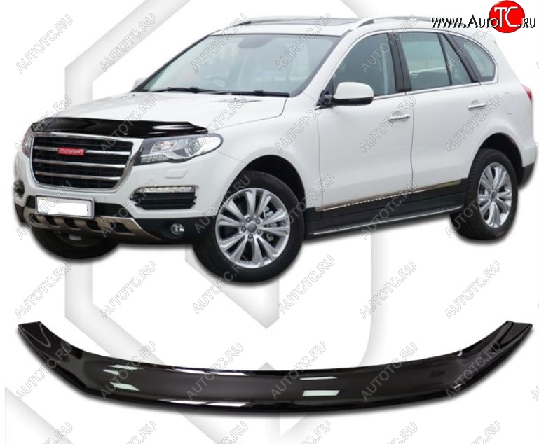 2 069 р. Дефлектор капота CA-Plastiс  Haval H8 (2015-2017) (Classic черный, Без надписи)  с доставкой в г. Тамбов