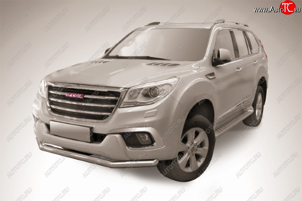 14 999 р. Защита переднего бампера Slitkoff (d57 мм)  Haval H9 (2017-2019) 1-ый рестайлинг (Нержавеющая сталь)  с доставкой в г. Тамбов