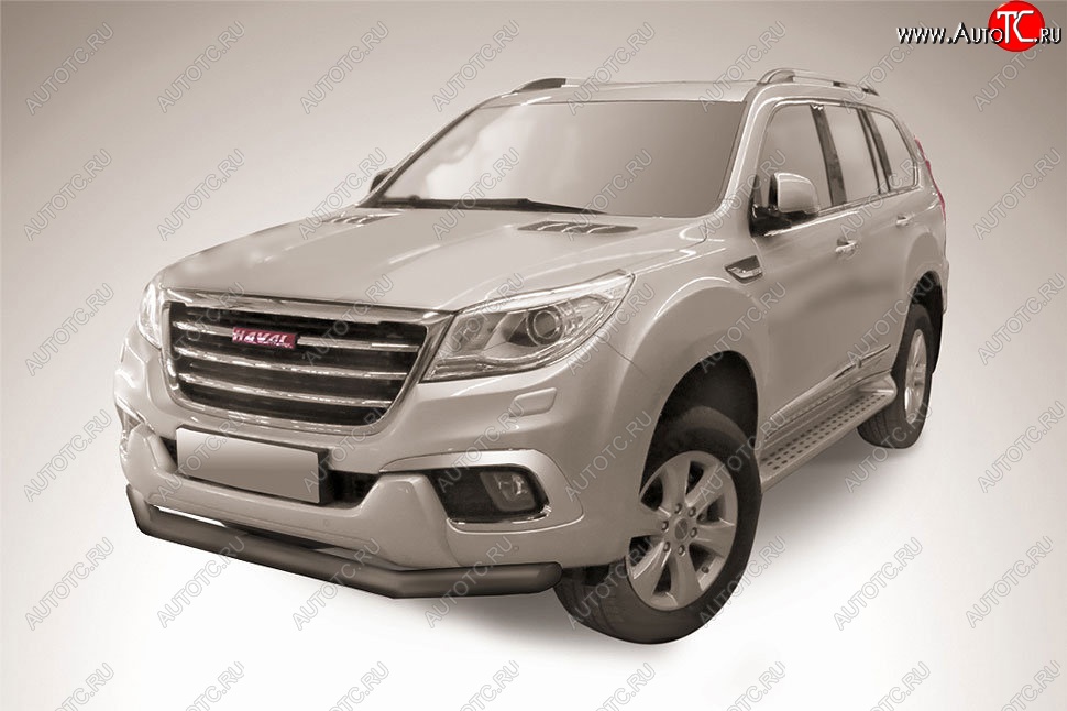 8 799 р. Защита переднего бампера Slitkoff (d76 мм) Haval H9 1-ый рестайлинг (2017-2019) (Сталь с полимерным покрытием. Цвет: чёрный)  с доставкой в г. Тамбов