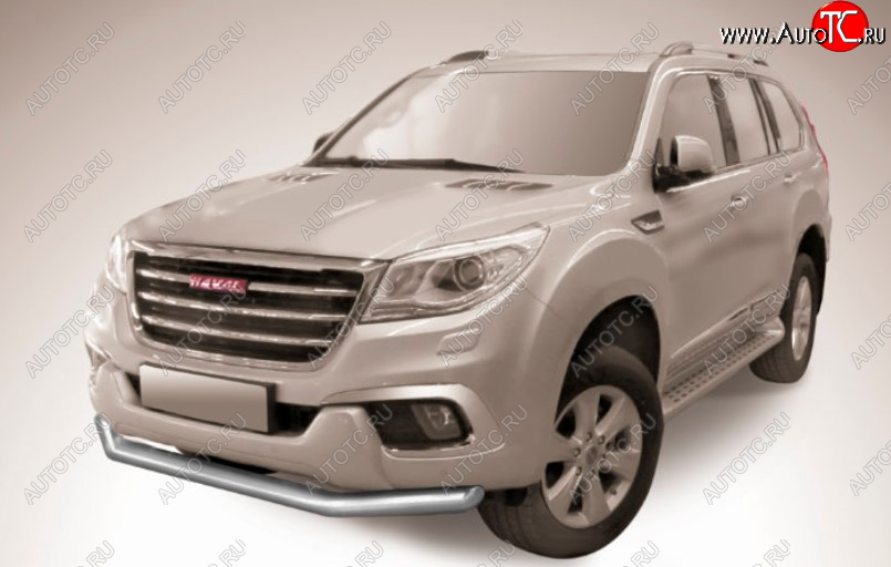 8 899 р. Защита переднего бампера Slitkoff (Ø 76 мм).  Haval H9 (2017-2019) 1-ый рестайлинг (Сталь с полимерным покрытием. Цвет: серебристый)  с доставкой в г. Тамбов