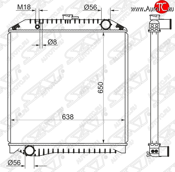 16 999 р. Радиатор двигателя SAT (пластинчатый, МКПП)  Hino 500 - Ranger  5  с доставкой в г. Тамбов