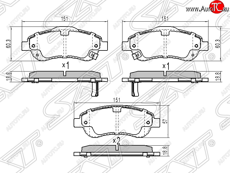 1 479 р. Колодки тормозные передние SAT  Honda CR-V  RE1,RE2,RE3,RE4,RE5,RE7 (2009-2012) рестайлинг  с доставкой в г. Тамбов