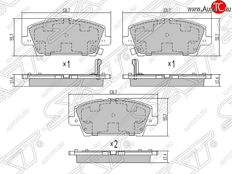 1 039 р. Колодки тормозные передние SAT Honda Civic FK,FN хэтчбэк 5 дв. дорестайлинг (2005-2008)  с доставкой в г. Тамбов