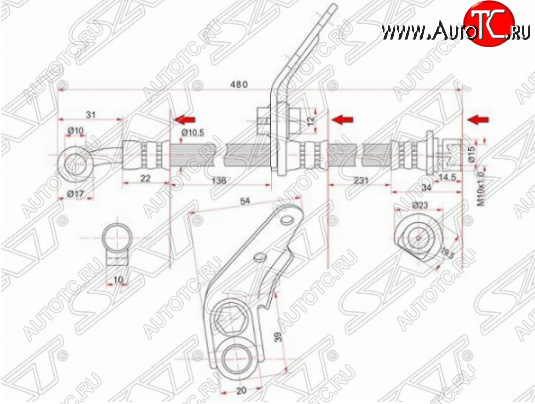 1 039 р. Левый передний тормозной шланг SAT (Таиланд) Honda Accord CL седан дорестайлинг (2002-2005)  с доставкой в г. Тамбов