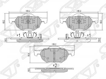 1 369 р. Колодки тормозные передние SAT  Honda Accord  CL (2002-2008) седан дорестайлинг, седан рестайлинг  с доставкой в г. Тамбов. Увеличить фотографию 1