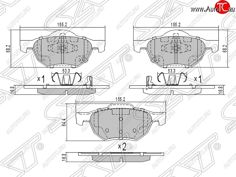 1 369 р. Колодки тормозные передние SAT  Honda Accord  CL (2002-2008) седан дорестайлинг, седан рестайлинг  с доставкой в г. Тамбов