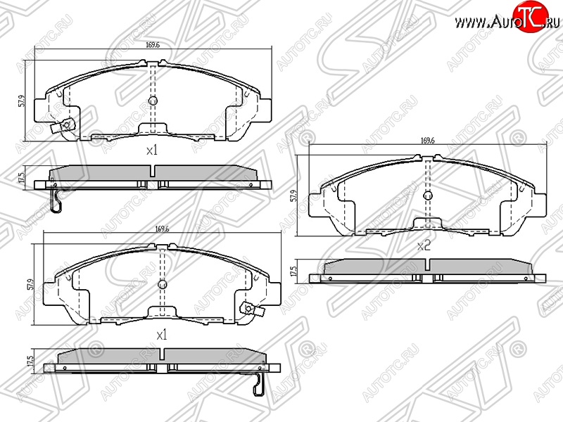 1 499 р. Колодки тормозные SAT (передние) Honda Accord CU седан дорестайлинг (2008-2011)  с доставкой в г. Тамбов