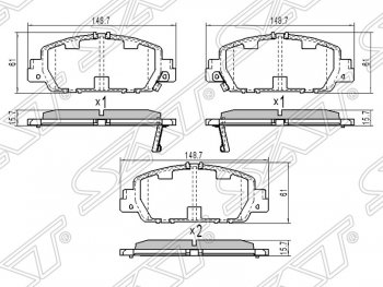 1 699 р. Колодки тормозные SAT (передние) Honda Accord CU седан дорестайлинг (2008-2011)  с доставкой в г. Тамбов. Увеличить фотографию 1