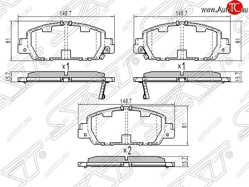 1 699 р. Колодки тормозные SAT (передние)  Honda Accord ( CU,  CW) (2008-2013) седан дорестайлинг, универсал дорестайлинг, седан рестайлинг, универсал рестайлинг  с доставкой в г. Тамбов