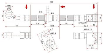 1 029 р. Тормозной шланг передний SAT (левый)  Honda Airwave  1 GJ - partner  с доставкой в г. Тамбов. Увеличить фотографию 1