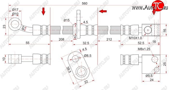 1 029 р. Тормозной шланг передний SAT (левый)  Honda Airwave  1 GJ - partner  с доставкой в г. Тамбов