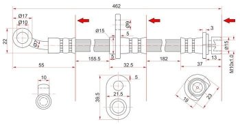 Тормозной шланг SAT (левый)  Avancier, CR-V  RD1,RD2,RD3, Odyssey  2