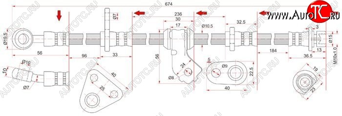 1 589 р. Тормозной шланг передний SAT (правый)  Honda Civic  EG - Integra  DB6,DB7,DB8,DB9  с доставкой в г. Тамбов