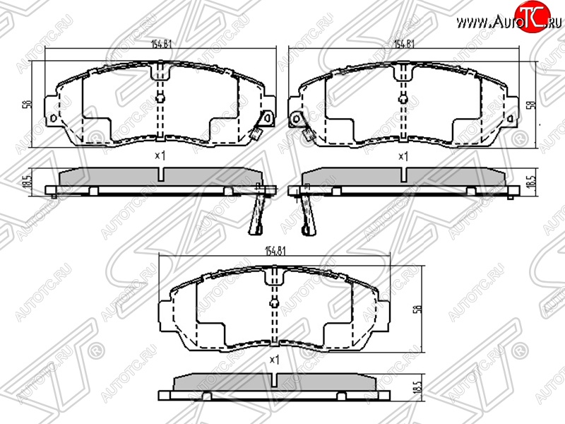 1 499 р. Колодки тормозные передние SAT  Honda CR-V  RE1,RE2,RE3,RE4,RE5,RE7 (2007-2012) дорестайлинг, рестайлинг  с доставкой в г. Тамбов