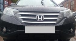 2 249 р. Сетка на бампер (2.4) Russtal (черная) Honda CR-V RM1,RM3,RM4 дорестайлинг (2012-2015)  с доставкой в г. Тамбов. Увеличить фотографию 4