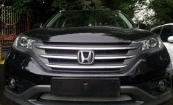 Сетка на бампер (2.0) Russtal (хром) Honda CR-V RM1,RM3,RM4 дорестайлинг (2012-2015)