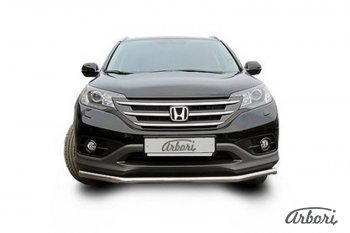 11 699 р. Защита переднего бампера Arbori (нержавейка, 1 труба d57 mm). Honda CR-V RM1,RM3,RM4 дорестайлинг (2012-2015)  с доставкой в г. Тамбов. Увеличить фотографию 2