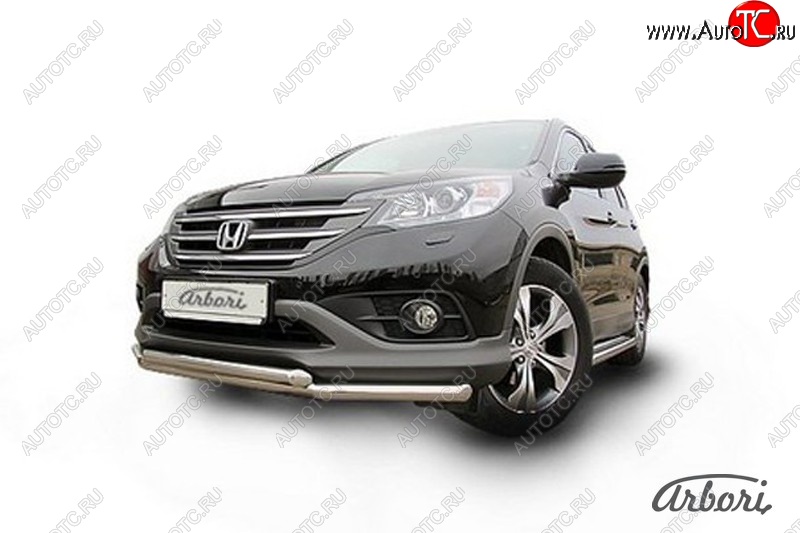 14 579 р. Защита переднего бампера Arbori (нержавейка, 2 трубы d57 и 57 mm) Honda CR-V RM1,RM3,RM4 дорестайлинг (2012-2015)  с доставкой в г. Тамбов