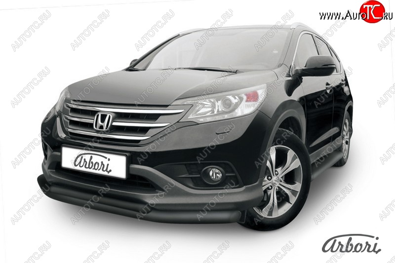 8 459 р. Защита переднего бампера Arbori (черная, 2 трубы d76 и 57 mm) Honda CR-V RM1,RM3,RM4 дорестайлинг (2012-2015)  с доставкой в г. Тамбов