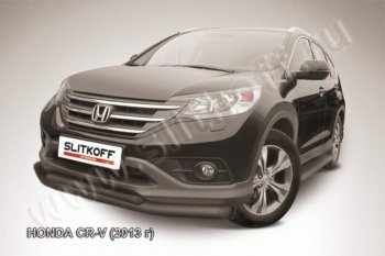 11 349 р. Защита переднего бампера из труб d76+d57 Slitkoff (двойная) Honda CR-V RM1,RM3,RM4 дорестайлинг (2012-2015) (Цвет: серебристый)  с доставкой в г. Тамбов. Увеличить фотографию 1