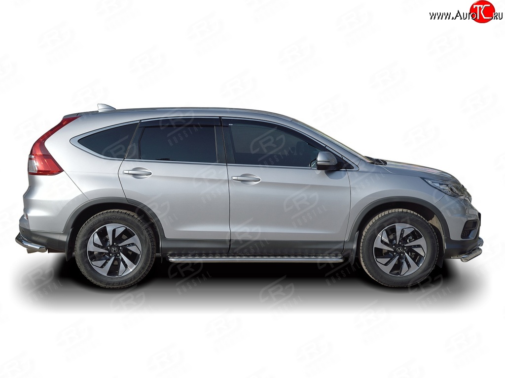 20 749 р. Широкая защита порогов Russtal Honda CR-V RM1,RM3,RM4 дорестайлинг (2012-2015) (Защита порогов с со скосами на торцах (вариант 1))  с доставкой в г. Тамбов